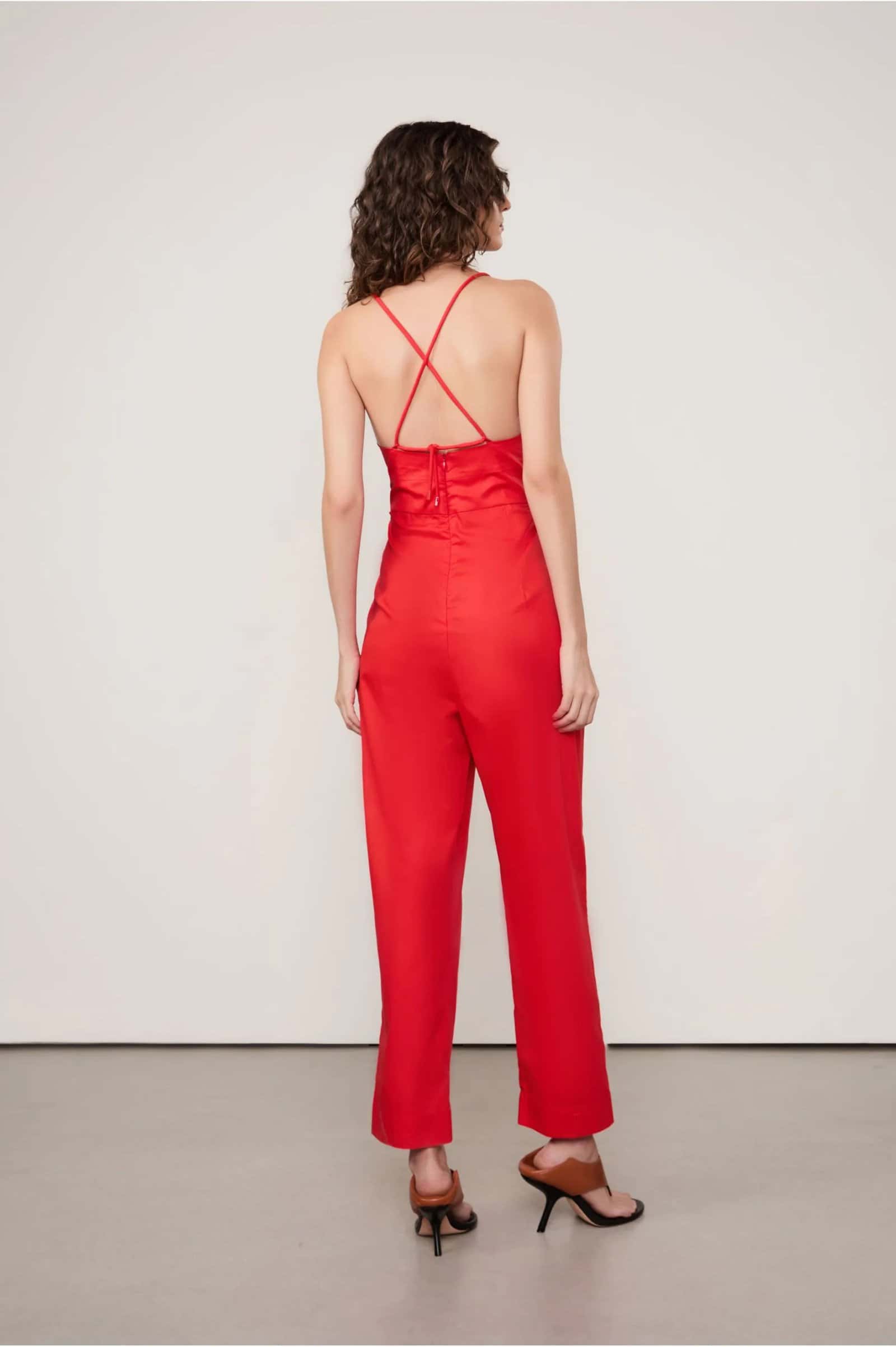 Animale Macacão De Algodão Vermelho Busto Transpassado