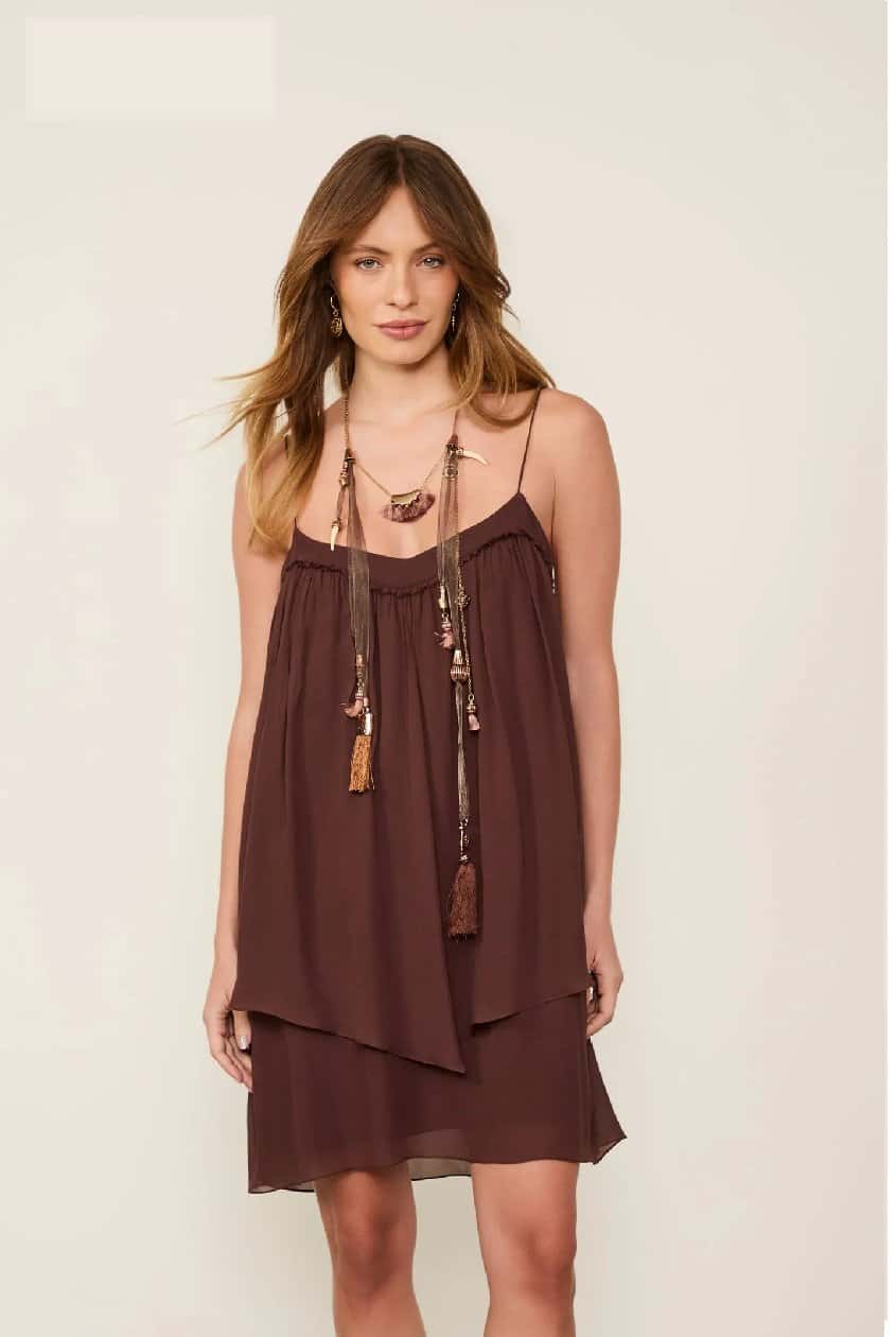 Animale Vestido Curto Camadas