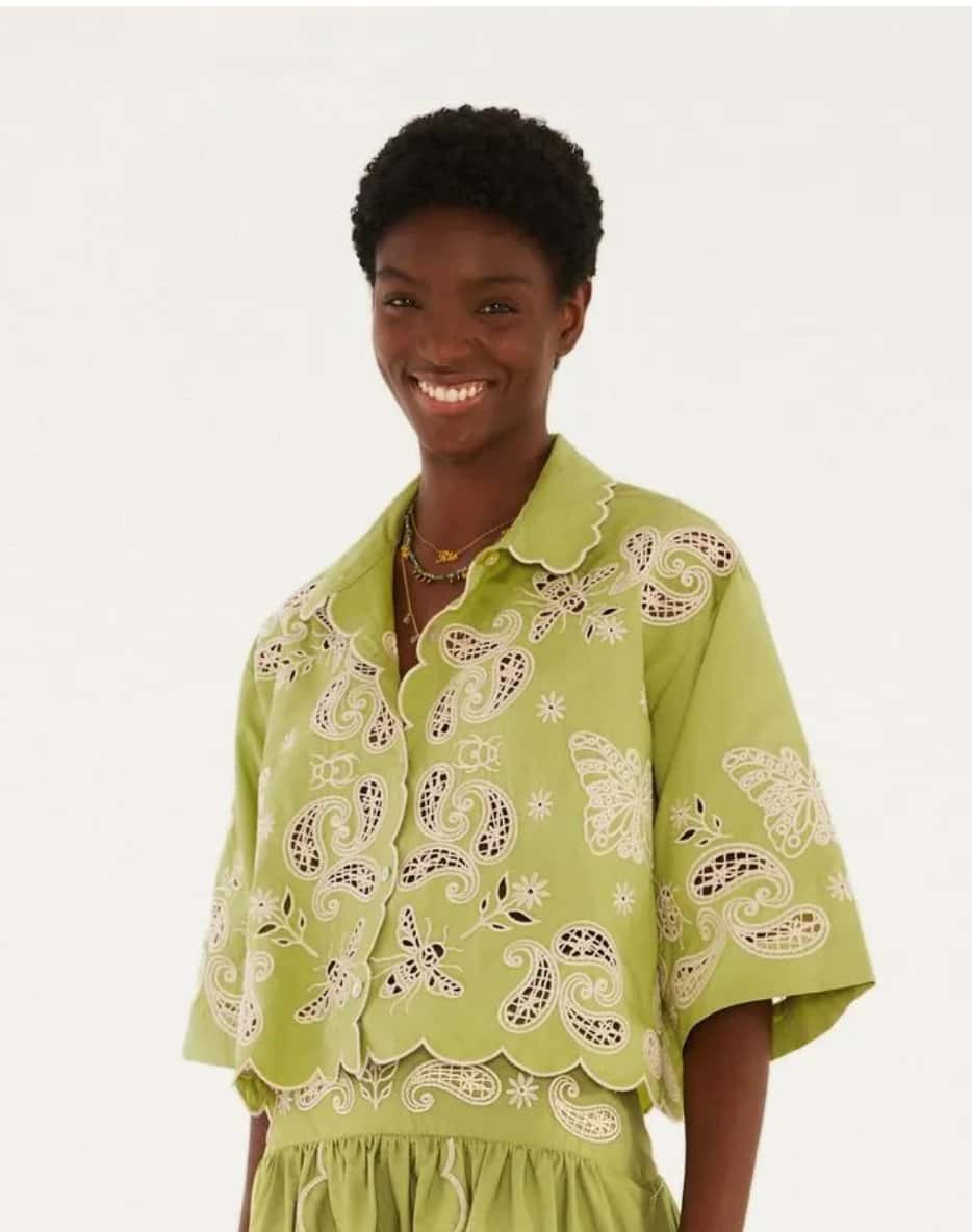 Farm Camisa Bordada Bandanas Jardim
