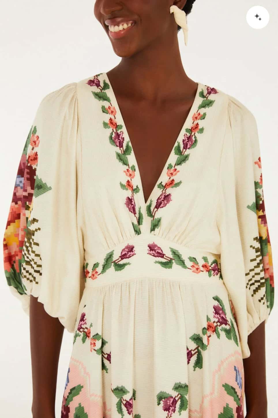 Farm Vestido Longo Manga Tapete De Flor