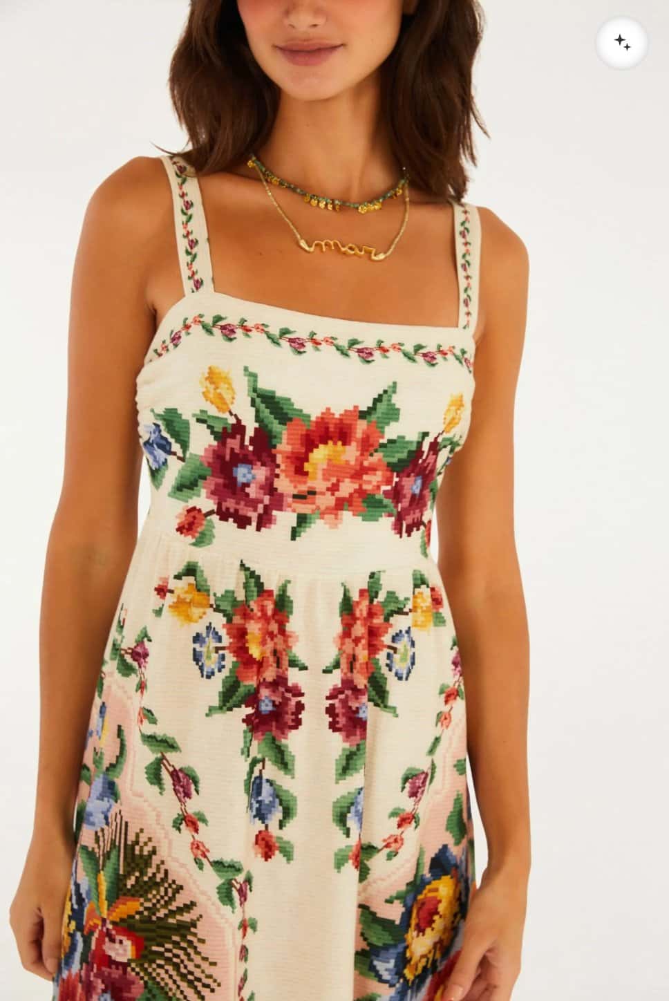 Farm Vestido Midi Tapete De Flor