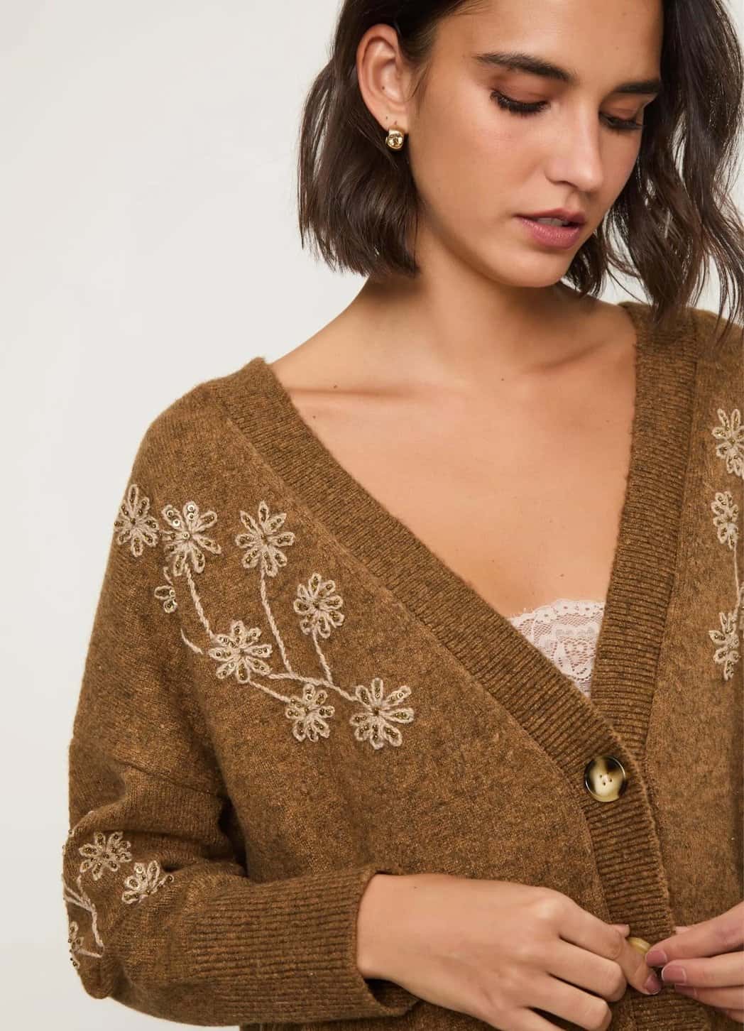 Animale Cardigan Bordado Gola V De Tricot - 07509