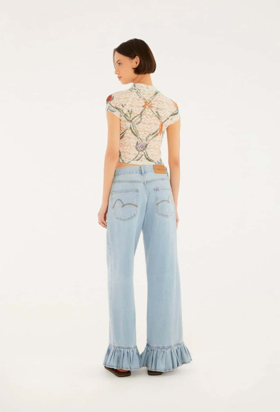 Farm Calça Jeans Babado