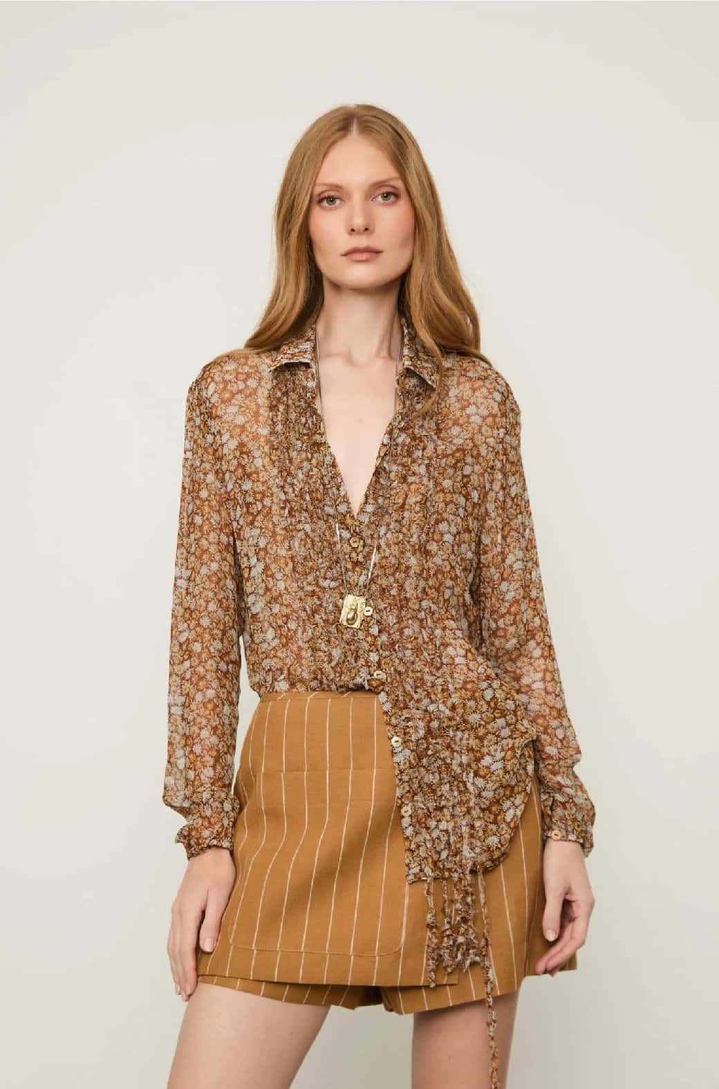 Animale Camisa Chiffon Liberty Babados