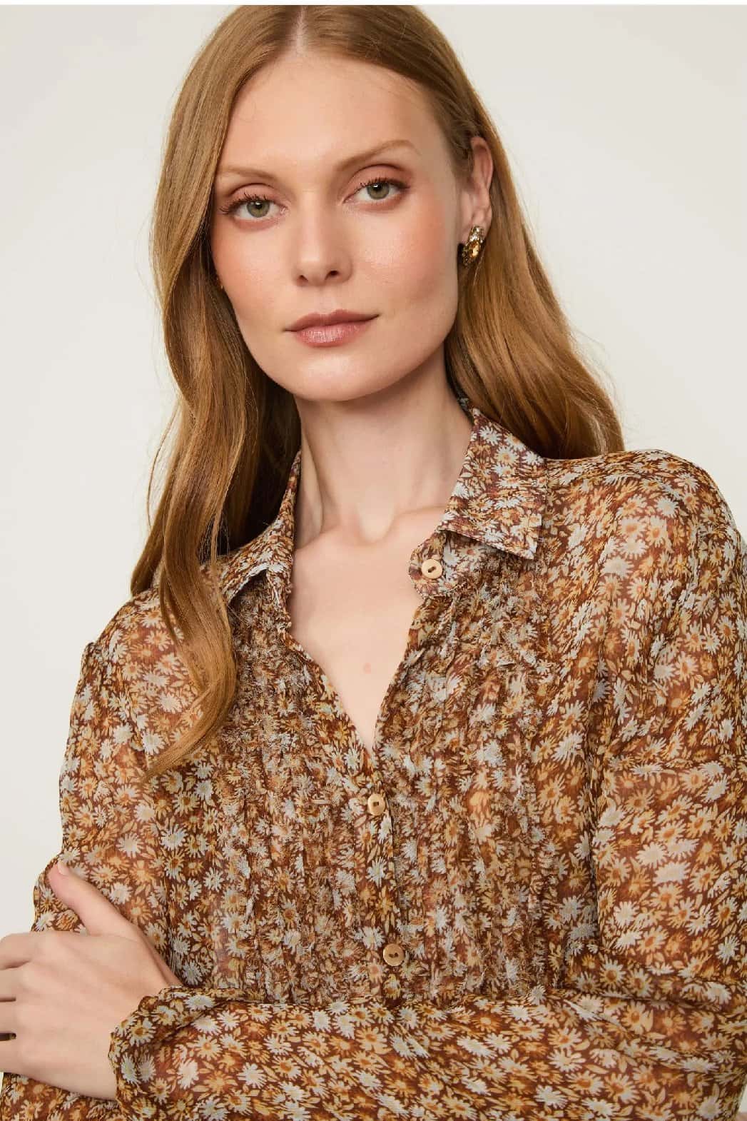 Animale Camisa Chiffon Liberty Babados