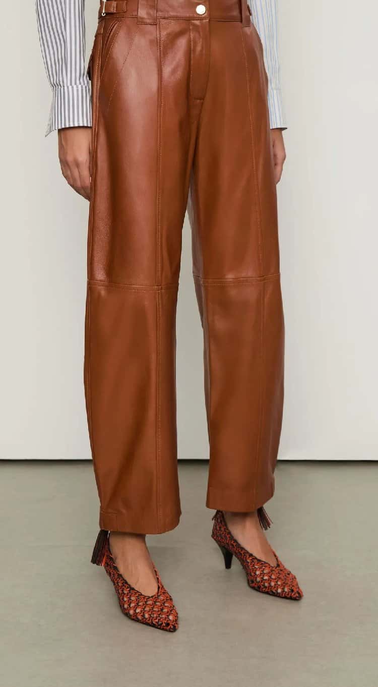 Animale Calça De Couro Ampla Cos Fivelas