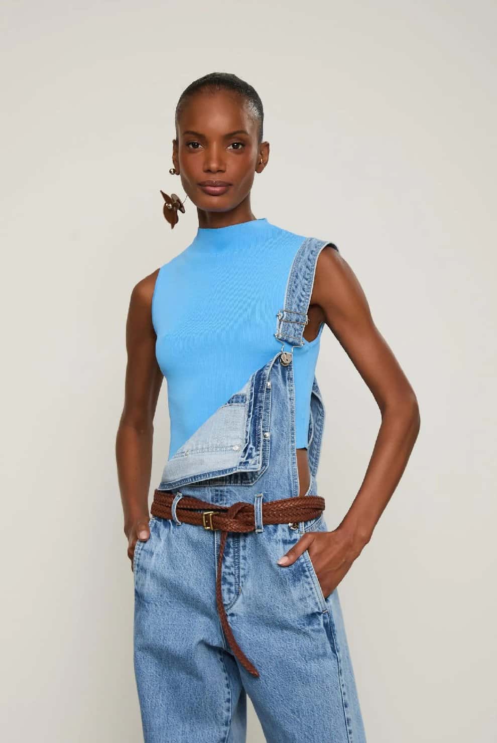 Animale Blusa Cropped Gola Alta Tricot Color