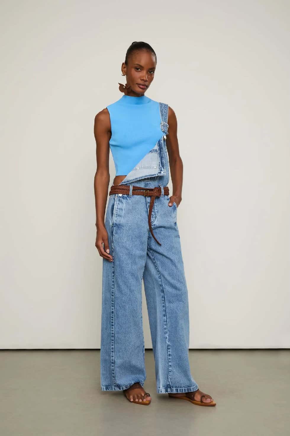 Animale Blusa Cropped Gola Alta Tricot Color